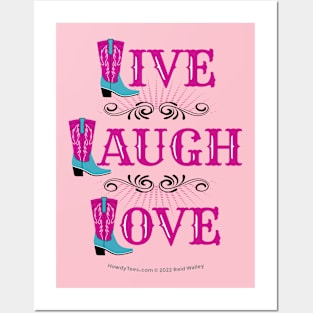 Live Laugh Love Cowgirl Boots Posters and Art